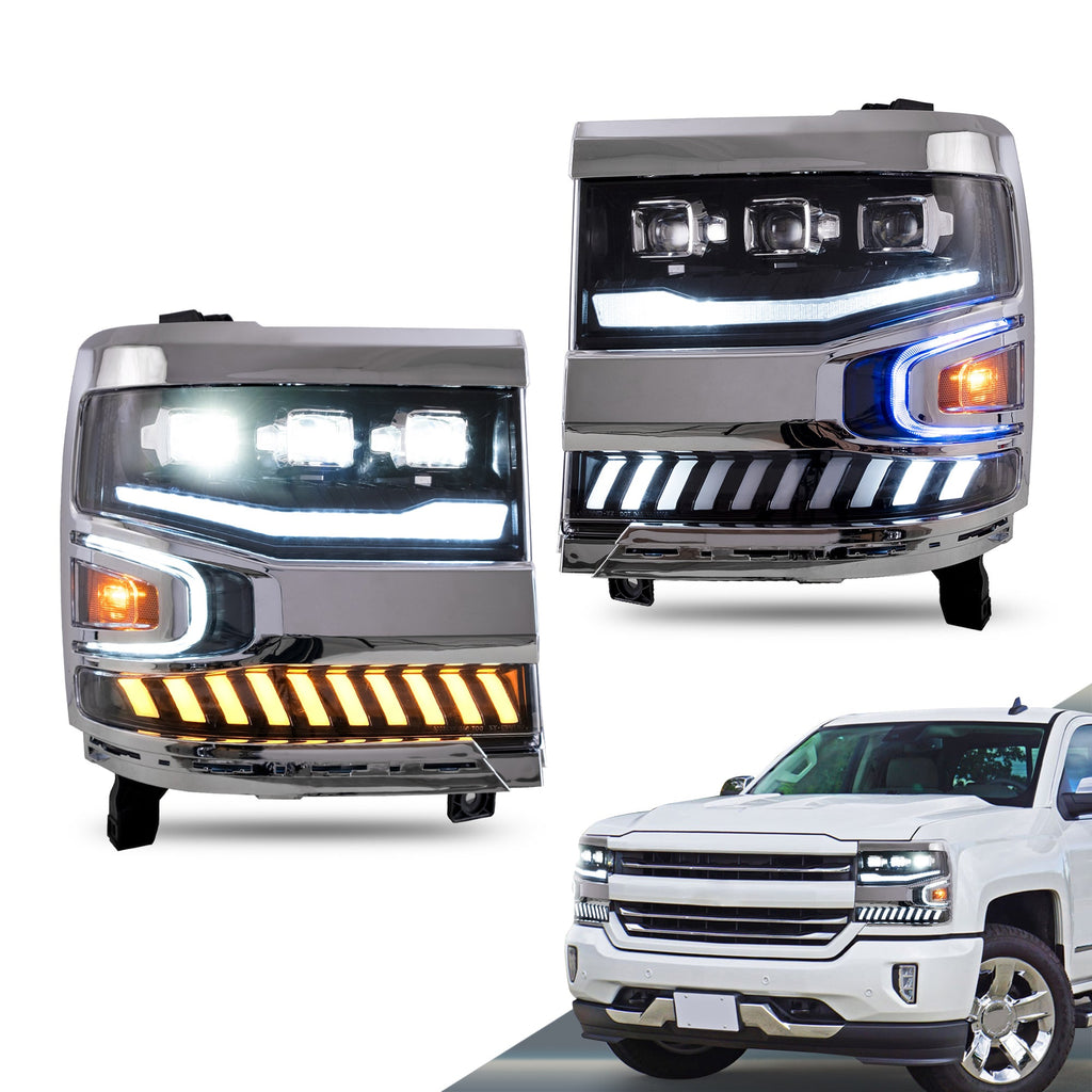 VLAND Projector LED Headlights For Chevy Silverado 1500 2016-2019