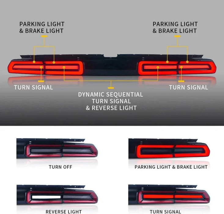 VLAND LED Halo Headlights(RGB)+Taillights For Dodge Challenger 2008-2014