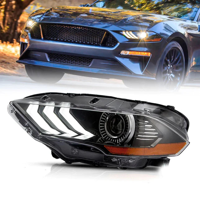 VLAND Full LED Headlights Assembly for Ford Mustang 2018-2023 with Sequential and Dynamic Animation Headlamps