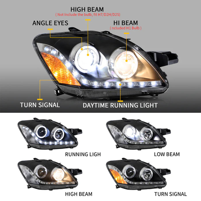 Vland Projector HeadLights For 2007-2012 Toyota Yaris/Vios/Belta Sedan Only 2th Gen (Ncp93) Black