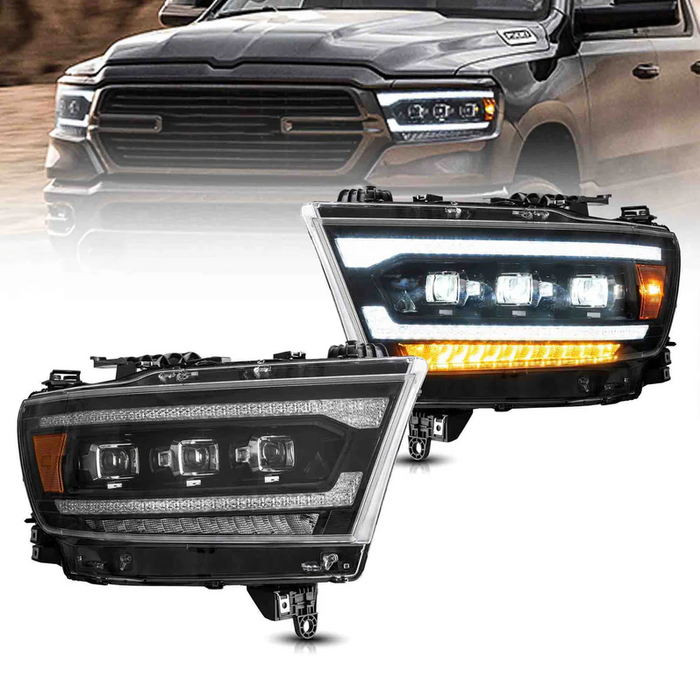 VLAND Projector LED Headlights For Dodge RAM 1500 2019-2024