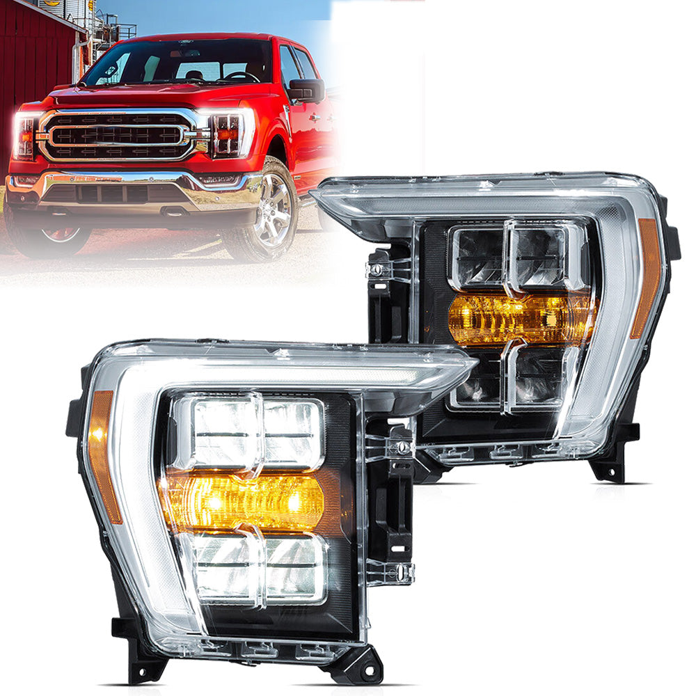 VLAND LED Headlights For Ford F150 2021-2023 Reflector Dual Beam Lens ...