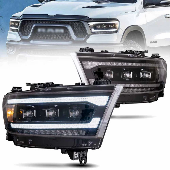 VLAND Projector LED Headlights For Dodge RAM 1500 2019-2024