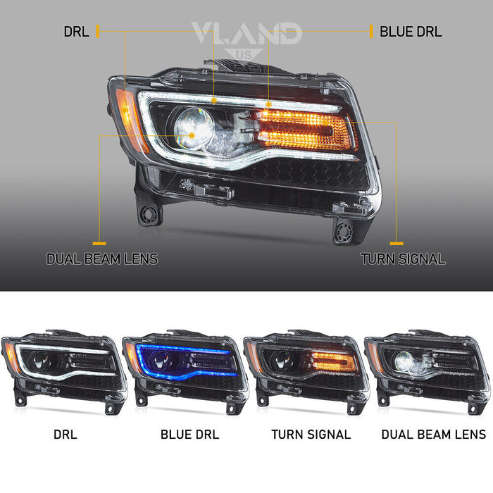 VLAND LED Headlights For 2011-2013 Jeep Grand Cherokee (WK2)