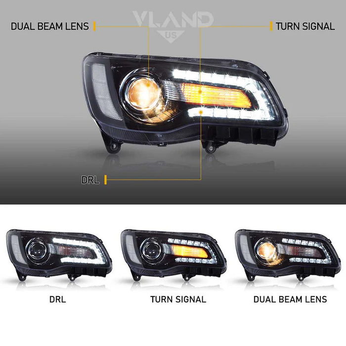 VLAND LED Headlights For 2011–2023 Chrysler 300