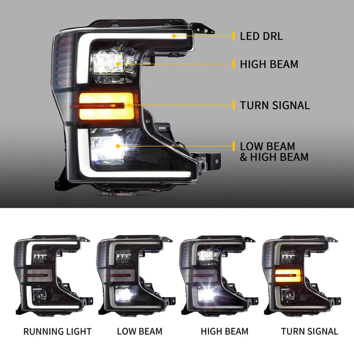 VLAND LED Headlights For 2020-2022 Ford F250 F350 F450 F550 Super Duty Halogen Models