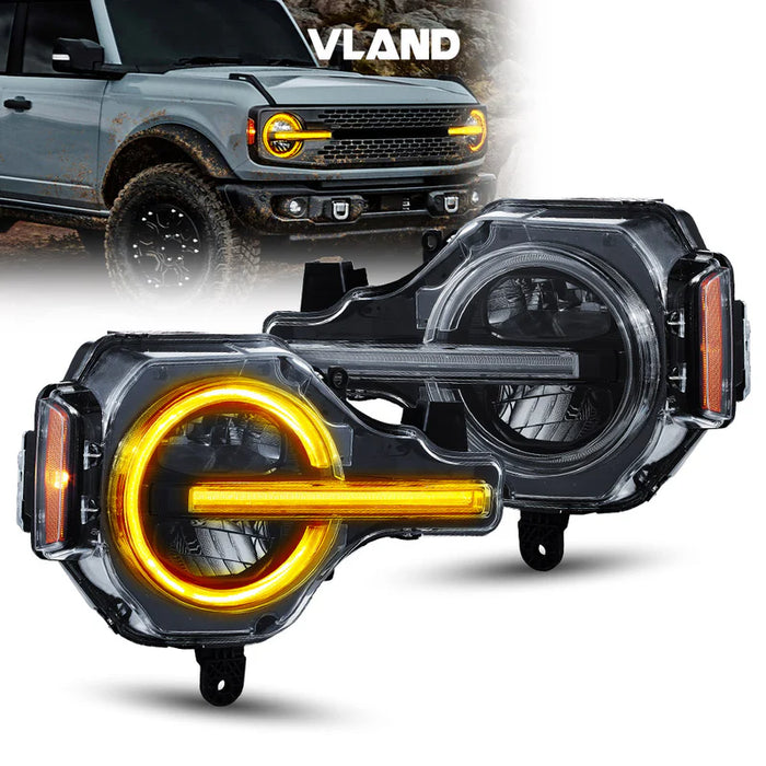 VLAND LED Headlights For 2021-2024 Ford Bronco