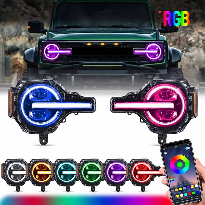 VLAND RGB LED Projector Headlights For 2021-2024 Ford Bronco