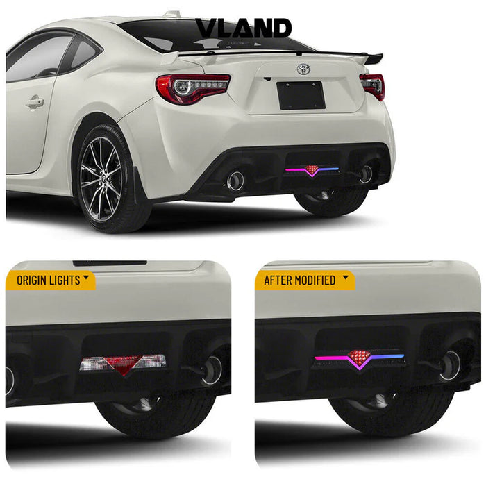 VLAND LED Rear Bumper Reverse Light Fog Lamp RGB Running Light For 2012-2021 Toyota 86 Scion Frs Subaru Brz