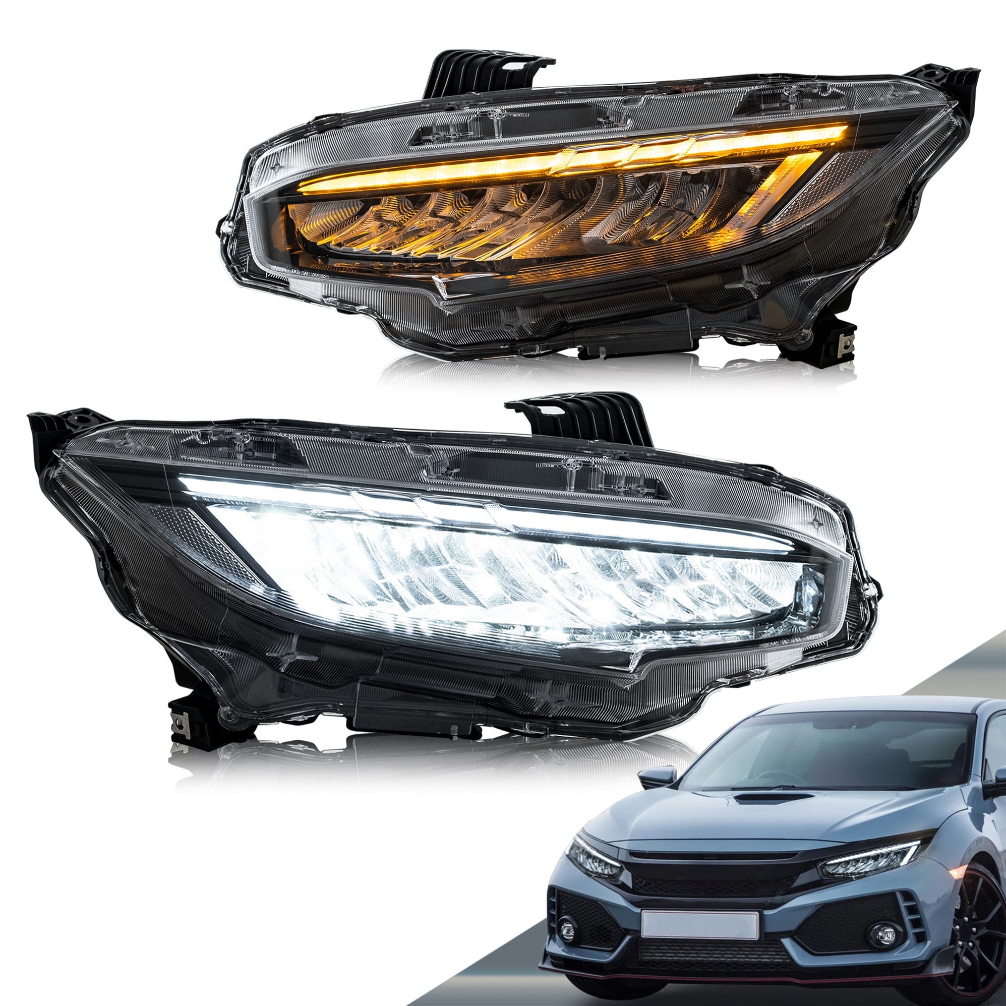 VLAND 1 Pair LED Headlights For 10th Gen Honda Civic Sedan / Coupe / H ...