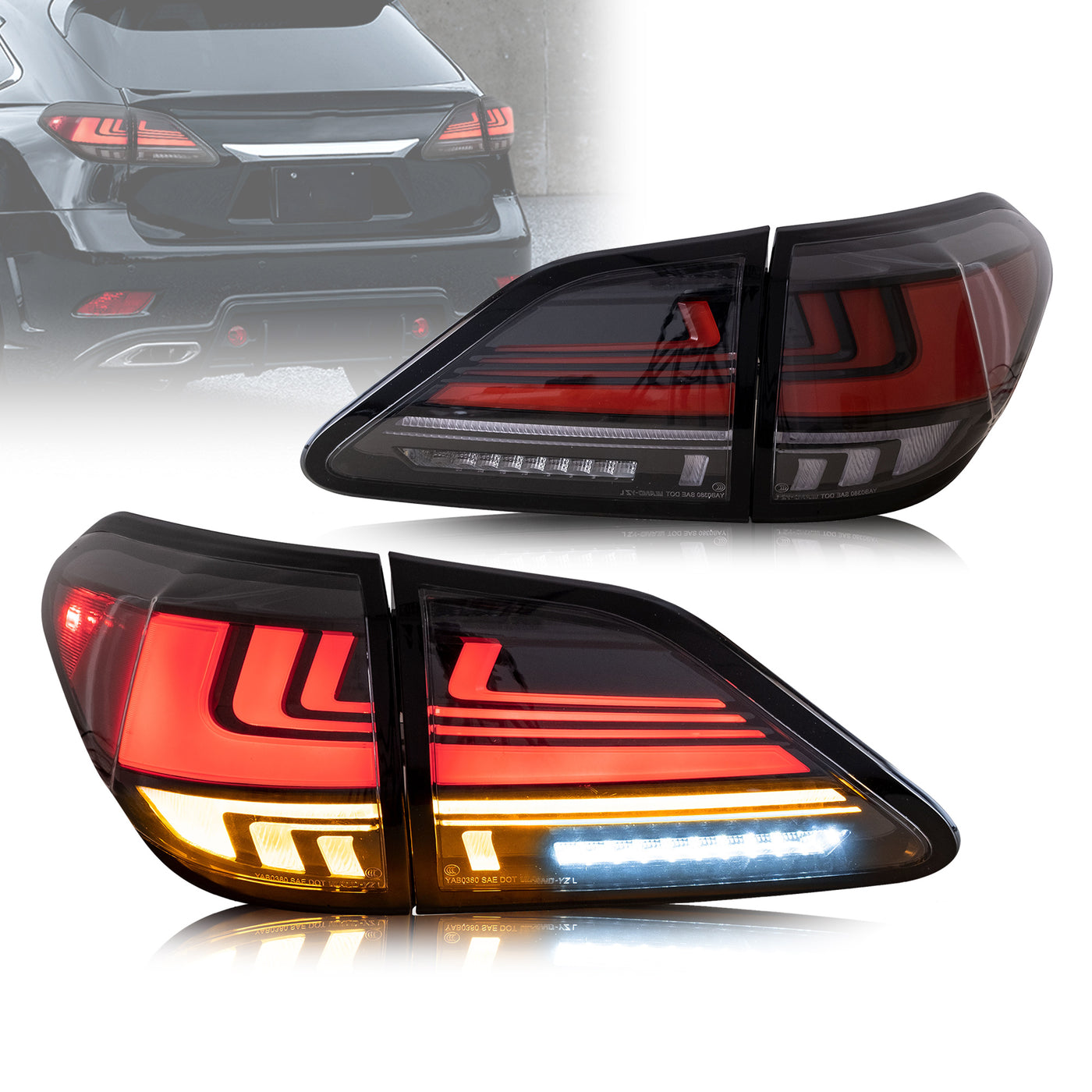 VLAND Full LED Tail Lights For Lexus RX 270/330/350/450H 2009-2014 Wit ...